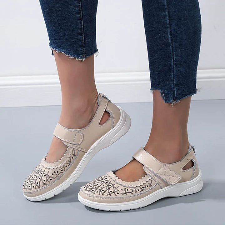 Damen Komfort-Loafer aus weißem Leder mit orthopädischer Unterstützung