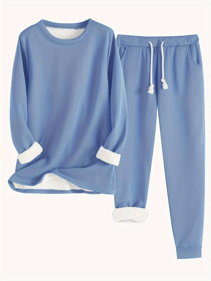 W&W Mode | Stilvolle Winter Casual Thermische Sweatshirt- und Jogginghose-Set für Frauen
