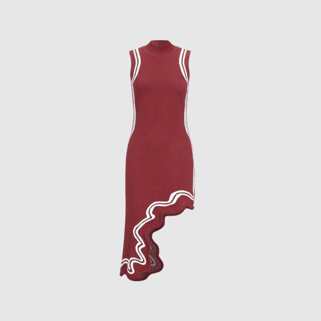 W&W Mode | Ärmelloses Kleid mit Kontrastpaspelierung