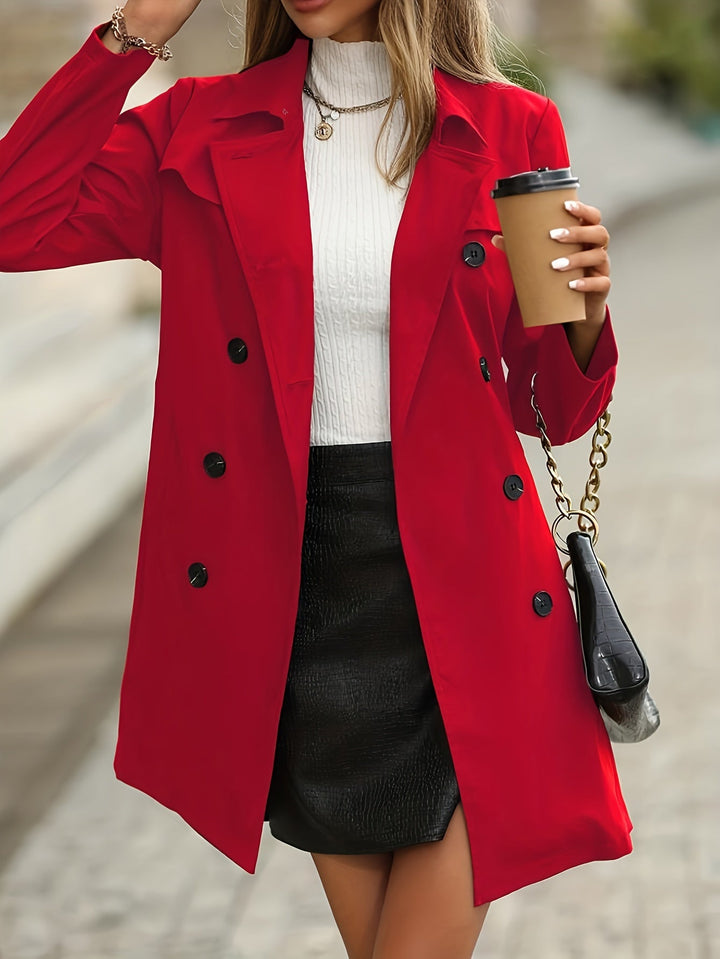 W&W Mode | Damen Doppelreihiger Trenchcoat Mit Knopfdetails