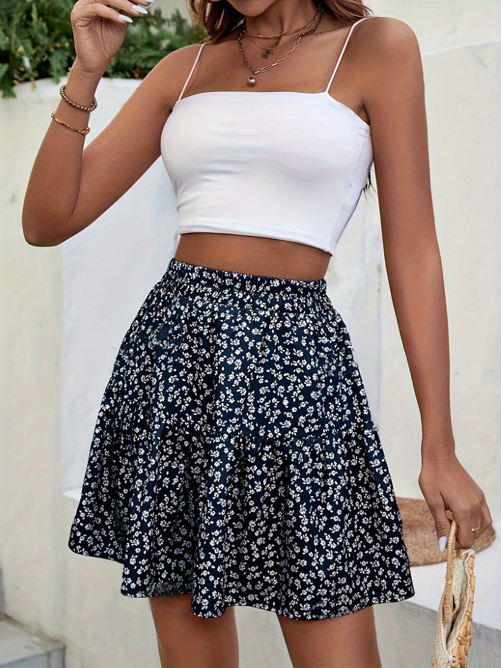W&W Mode | Blumenprint Hohe Taille Minirock