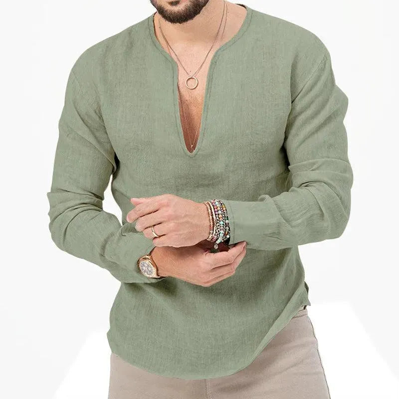 W&W Mode | Herren Leinen Langarmhemd
