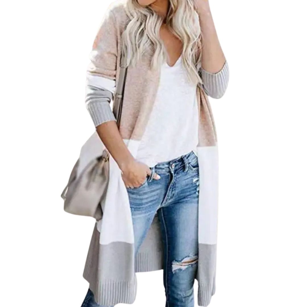 W&W Mode | Strickjacke mit Farbblock und offener Front