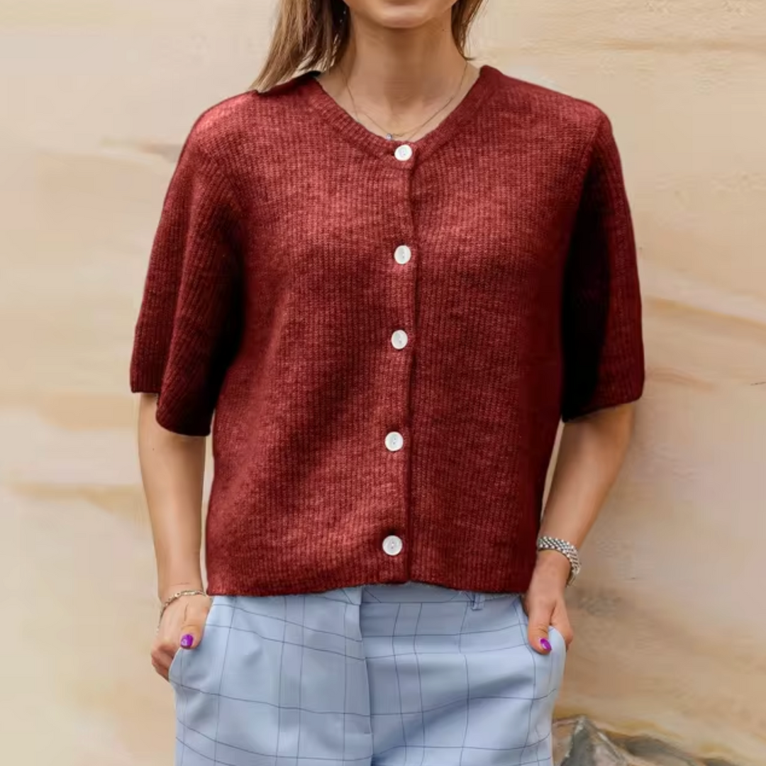 W&W Mode | Kurzes Strick Strickjacke Mit Knöpfen Für Damen