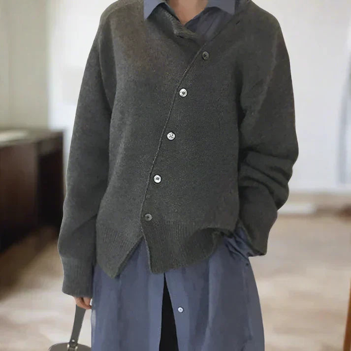 W&W Mode | weiche strickjacke mit diagonaler knopfleiste