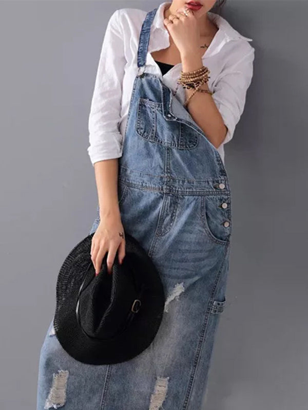 W&W Mode | Lässiges Denim-Latzkleid