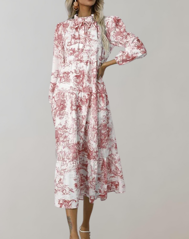 W&W Mode - Neue Langarm Frauen Midi-Kleid