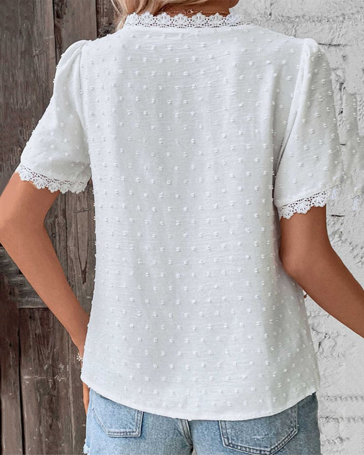 W&W Mode | Bluse Mit Kurzen Ärmeln Und V-Ausschnitt Romy