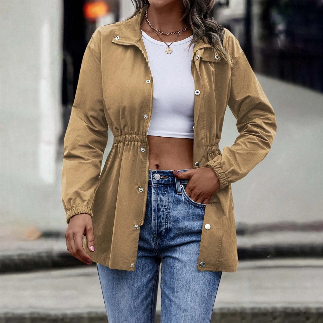 W&W Mode - Damen khaki lässige Kordelzugjacke
