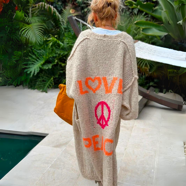 W&W Mode Bunte lange Damen-Strickjacke