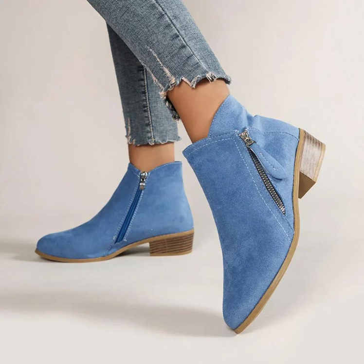 W&W Mode | Damen Wildlederstiefel mit Bequemer Passform und Reißverschluss