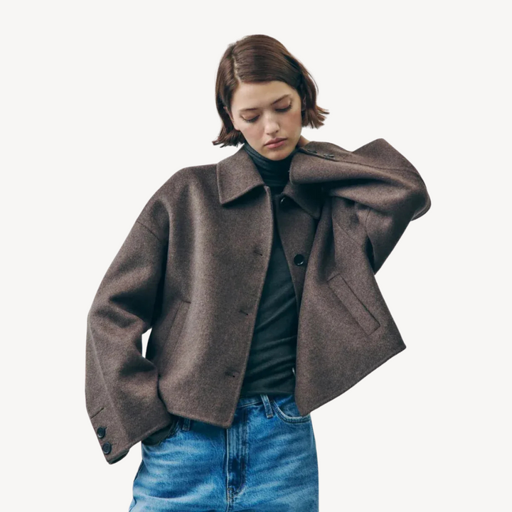 W&W Mode | Damen Braune Oversized Kurze Jacke
