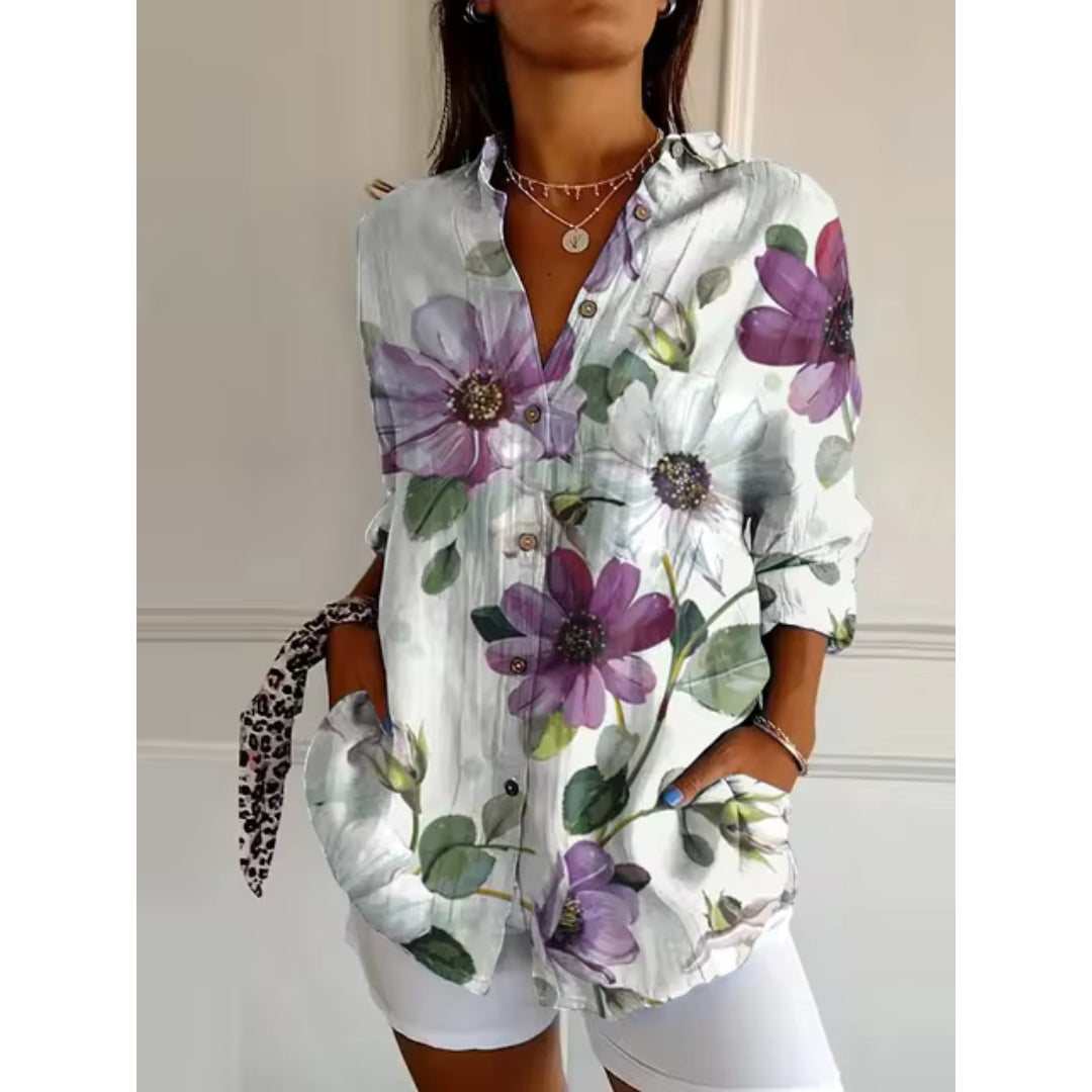 W&W Mode | Leichtes Langärmeliges Hemd Mit Blumenmuster Für Damen