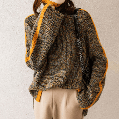Melange-Strick-Rollkragenpullover