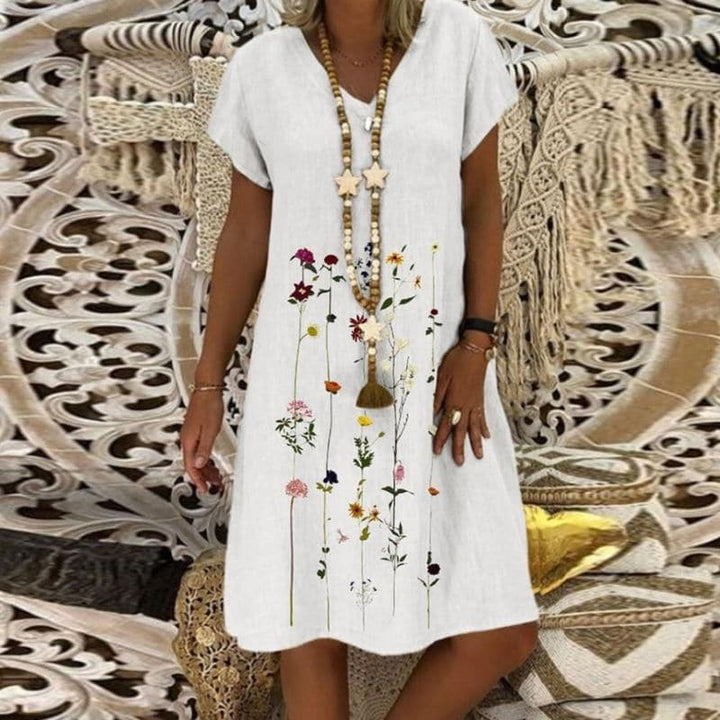 W&W Mode | Bequemes Leinenkleid mit elegantem Muster