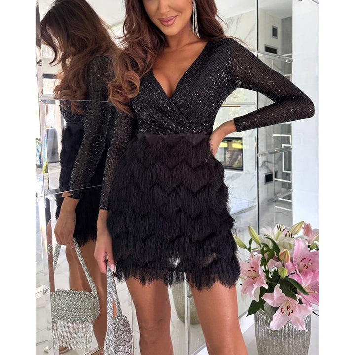W&W Mode | Stilvolle Winter Chic Glitter Mini Kleid für Frauen