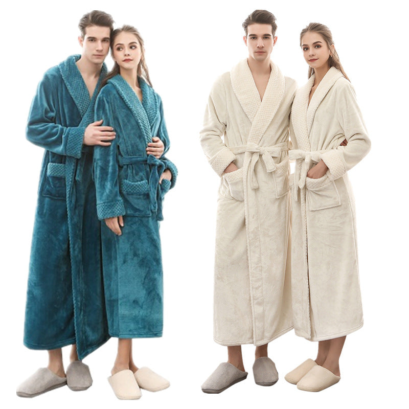 W&W Mode | Eleganter Coral Fleece Flanell-Bademantel für Paare
