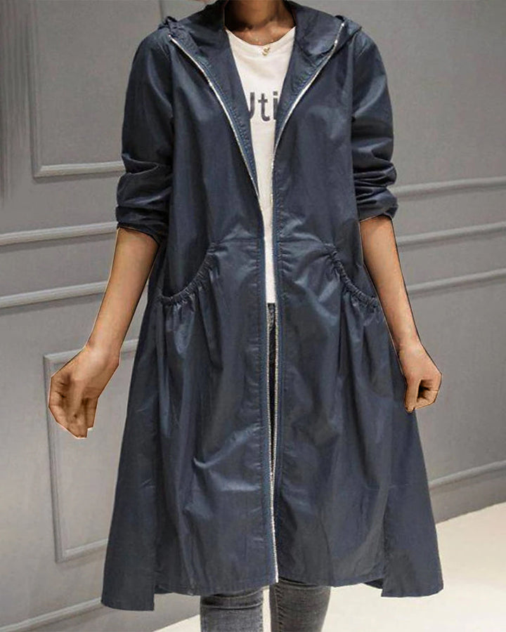 W&W Mode | Wasserdichter Langer Trenchcoat Mit