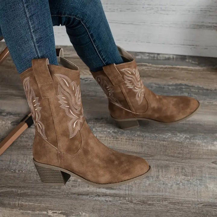 Damen Leder-Cowboystiefel
