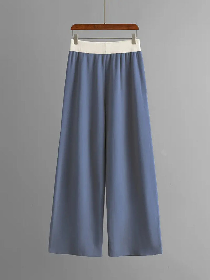 W&W Mode | Stilvolles Set Aus Langärmligem Strickoberteil Und Hose Mit V-Ausschnitt