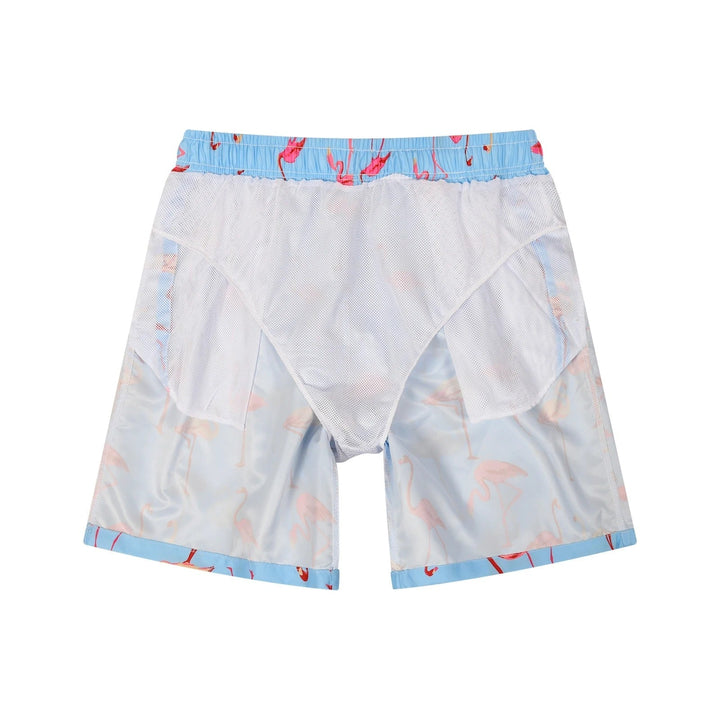 W&W Mode | Hellblau Bade Shorts mit Vogelprint für Männer