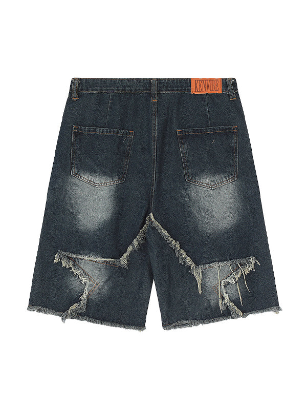 W&W Mode | Baggy Sternmuster Patchwork Jeansshorts