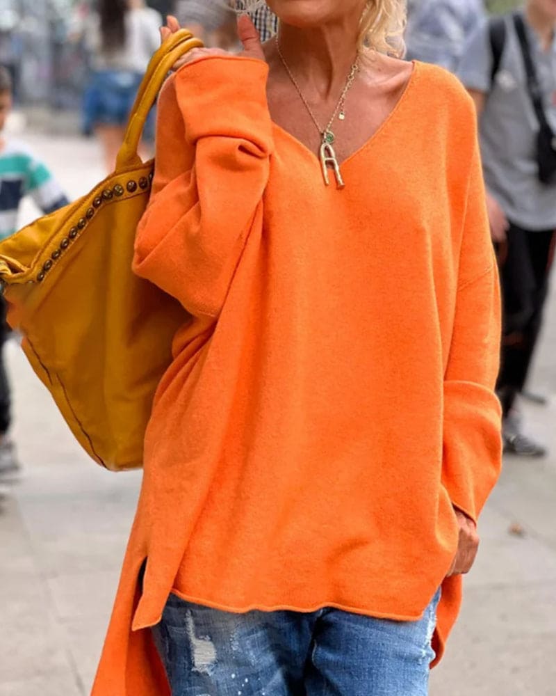 W&W Mode | Oversized Pullover für Damen Orange