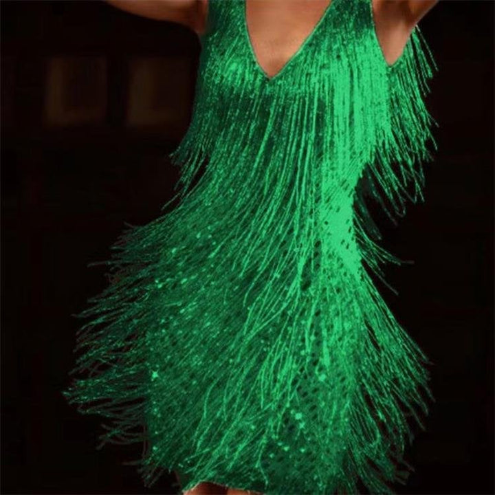 Damen Slip-Kleid mit V-Ausschnitt