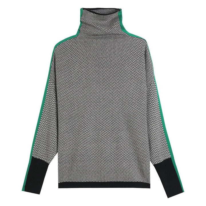 W&W Mode Geometrisch gestrickter Rollkragenpullover