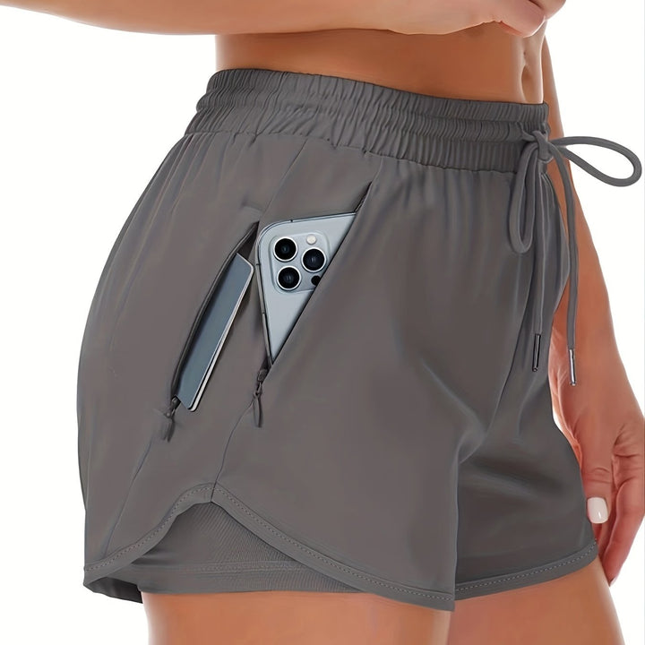 W&W Mode | Sportliche 2 in 1 Lauf Fitnessshorts in Einfarbig Mit Mehreren Taschen