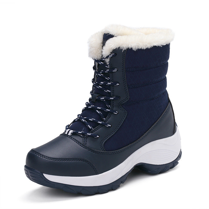W&W Mode | wasserdichte Winterstiefel mit Plüschfutter, Schnürverschluss und stabiler Sohle
