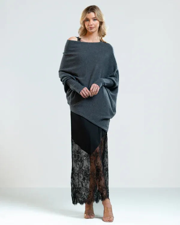 W&W Mode | Asymmetrischer Damenpullover mit eleganter Drapierung