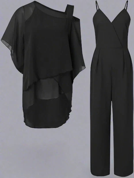 W&W Mode | teilige Chiffon-Set - raffinierter Damen-Top und Jumpsuit