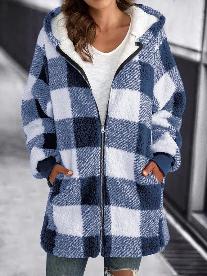 W&W Mode | Karo-Hoodie-Jacke Für Frauen