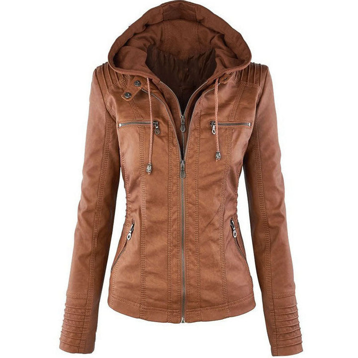 W&W Mode Solide Lederjacke mit Revers