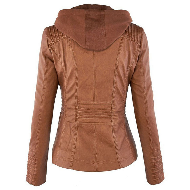 W&W Mode Solide Lederjacke mit Revers