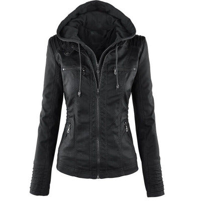 W&W Mode Solide Lederjacke mit Revers
