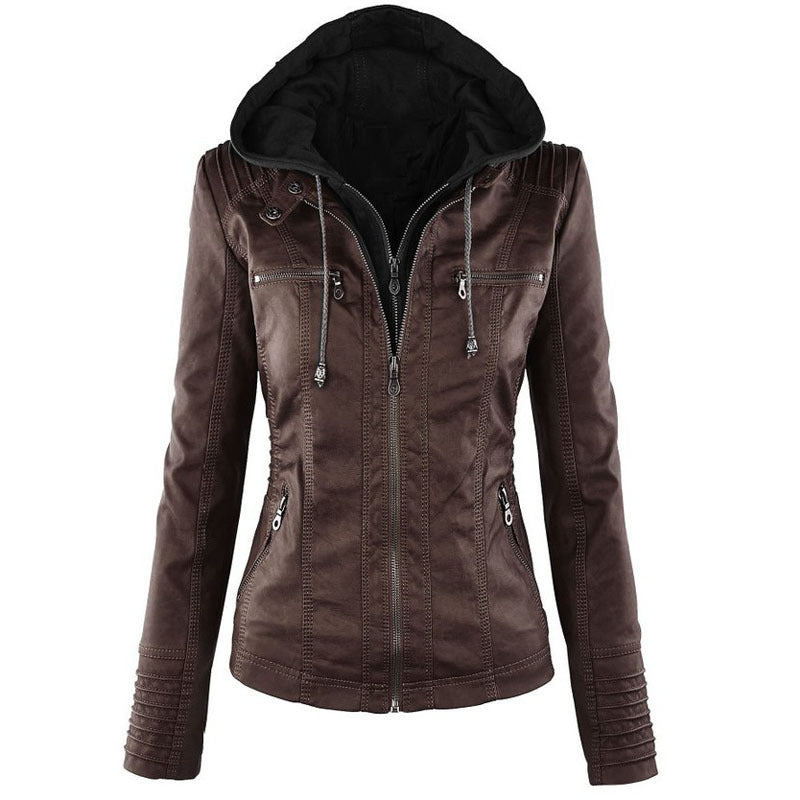 W&W Mode Solide Lederjacke mit Revers