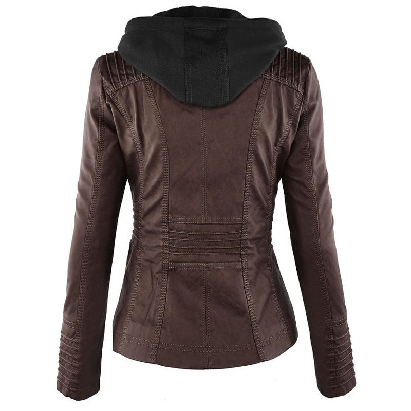 W&W Mode Solide Lederjacke mit Revers