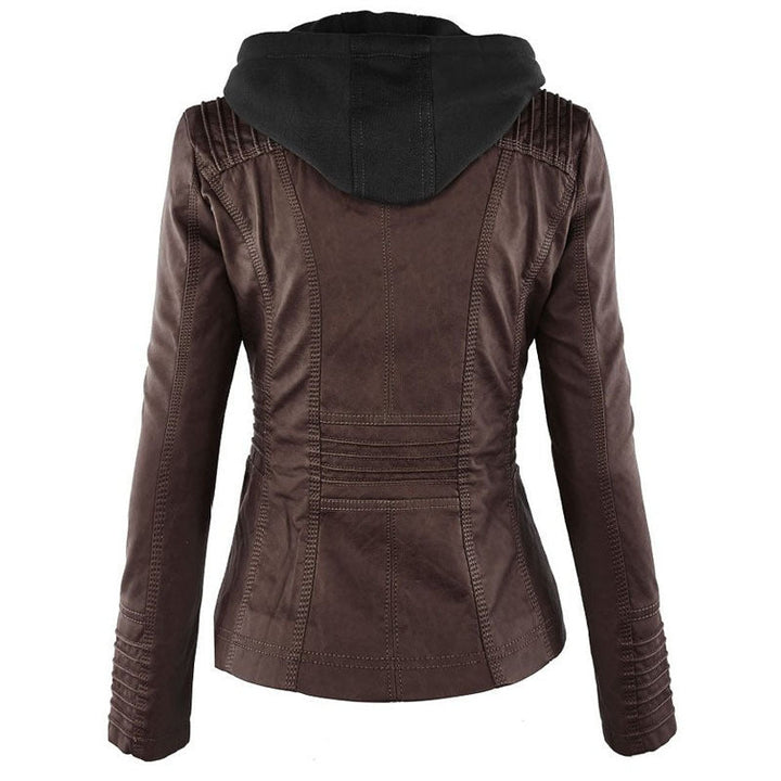 W&W Mode Solide Lederjacke mit Revers