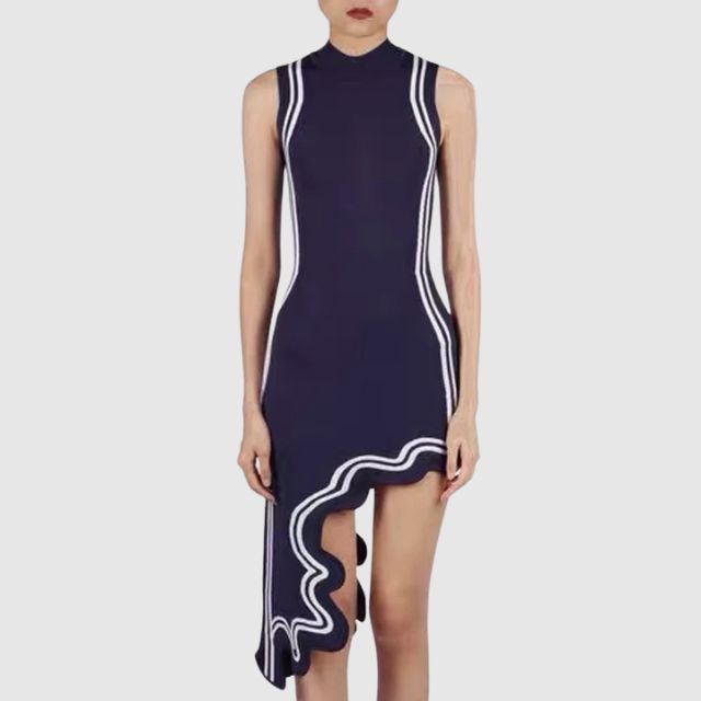 W&W Mode | Ärmelloses Kleid mit Kontrastpaspelierung