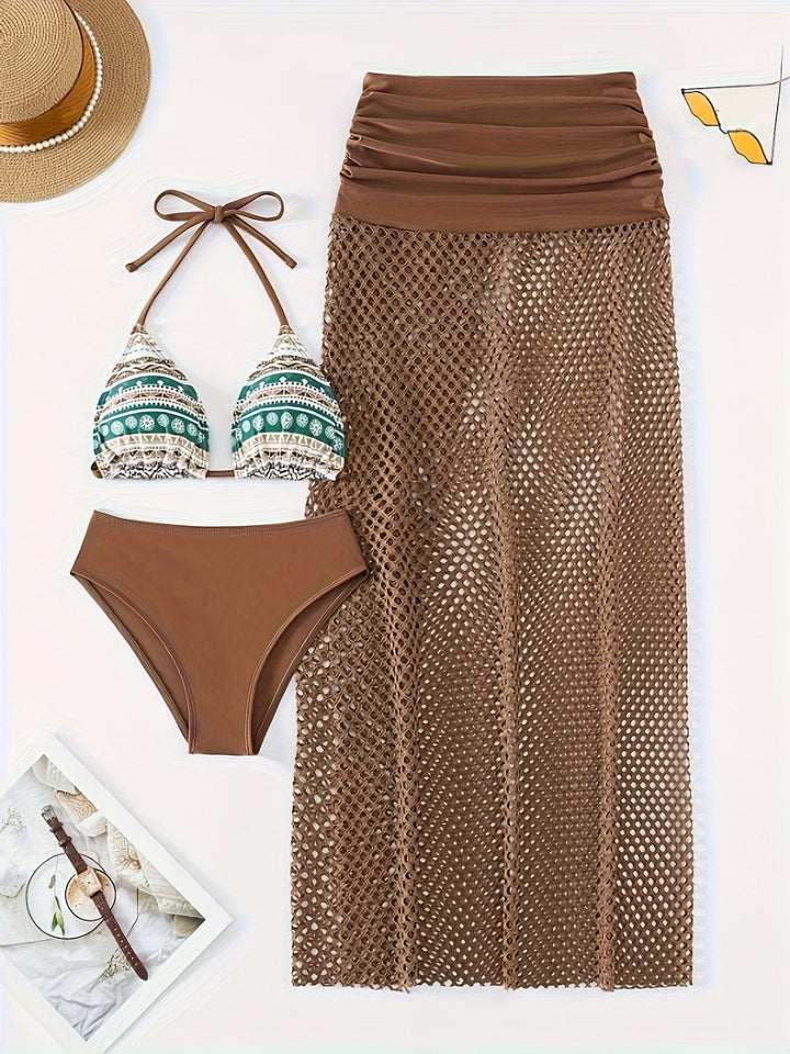 W&W Mode | Dreiteiliges Bikini Satz Mit Tribal Print Für Damen