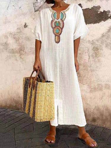 W&W Mode | Kaftan Kleid Mit Ethno Akzent
