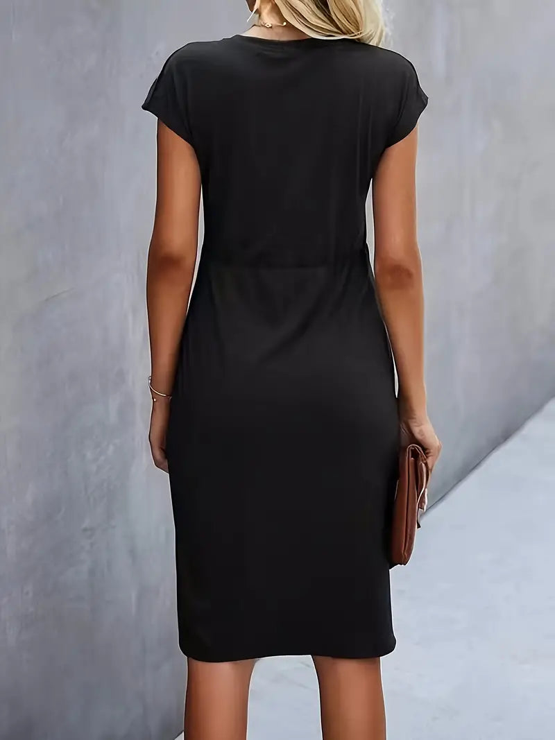 Damen figurbetontes Kleid mit Rundhalsausschnitt