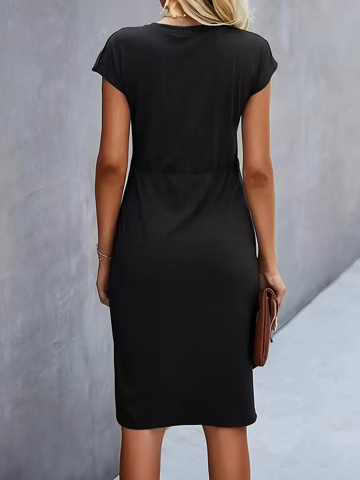 Damen figurbetontes Kleid mit Rundhalsausschnitt