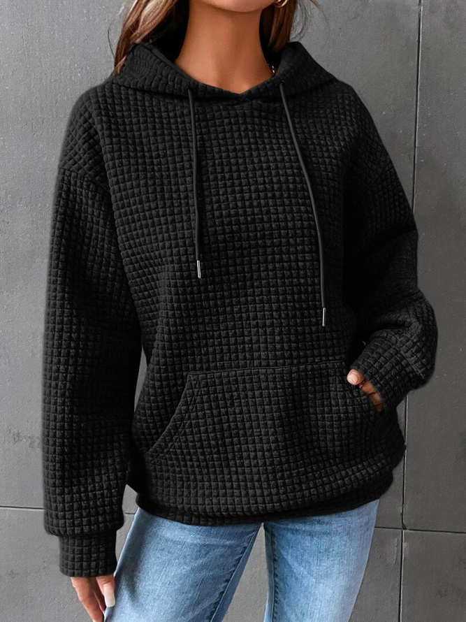 W&W Mode | Waffelstrick Hoodie Damen - lässiger Oversized Pullover