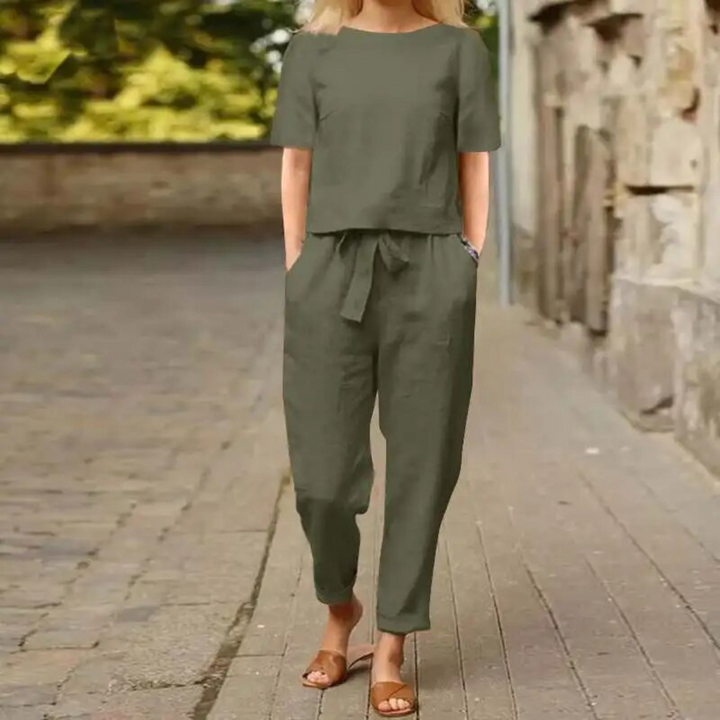 W&W Mode | Elegantes Und Bequemes Zweiteiliges Leinen Satz Für Damen