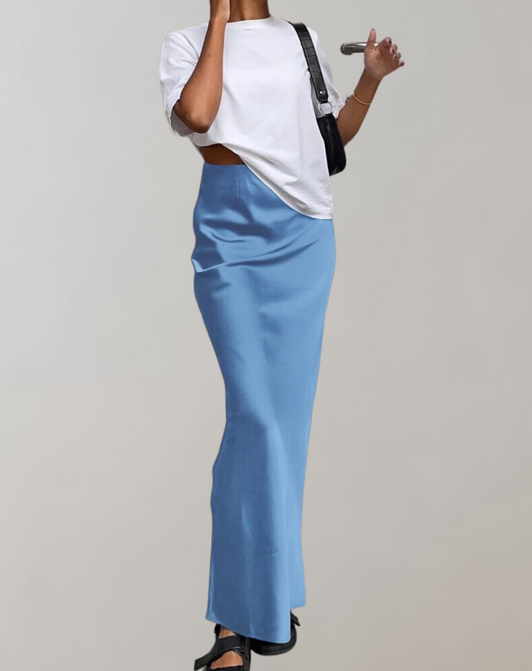 Damen Satin-Maxikleid in Trompetenform
