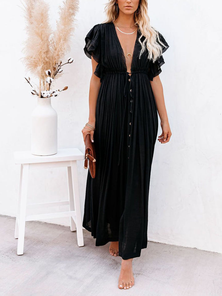 W&W Mode | Stil Maxi Kleid mit Flatterärmeln für Frauen