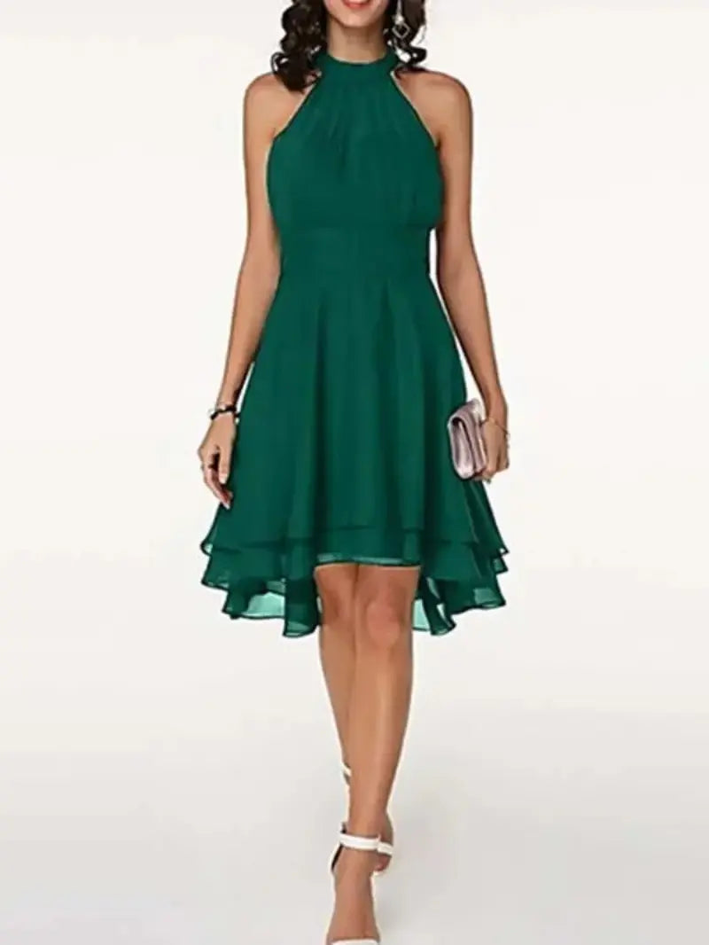 W&W Mode | Elegante Ärmelloses Chiffon Kleid